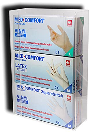 Hygienical Betriebsbedarf Handschuhspender, Einweghandschuh-Halter, Handschuhe-Dispenser, Spender für 3 Handschuhboxen ACRYL/EDELSTAHL, Größe:Acryl
