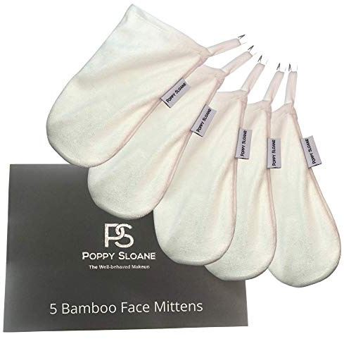 Poppy Sloane Bamboo Facial Cleansing Mitten – Vegan, Reusable & Eco-Friendly | Ultra-Gentle Makeup Remover for Sensitive Skin | NO Microfibre, 100% Bamboo, Cruelty-Free