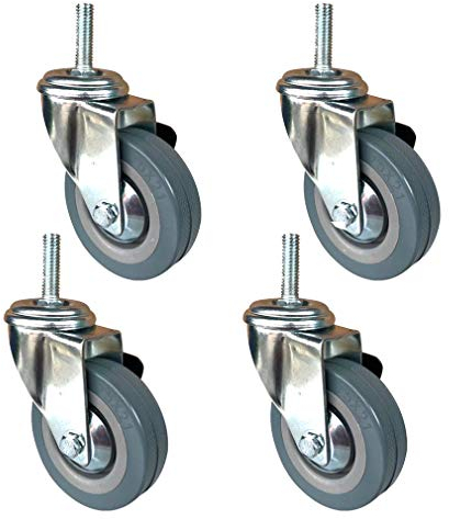 Zlovne 4X Lenkrollen 75MM/100MM,Schwerlastrollen,Gewindestange M10,Ersatzrollen für Industrieanlagen und Hochleistungsmöbel