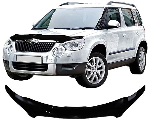SCOUTT Motorhaubenschutz passend für Skoda Yeti 2009-2013, Windabweiser Insektenschutz Steinschlagschutz Passform Schwarz