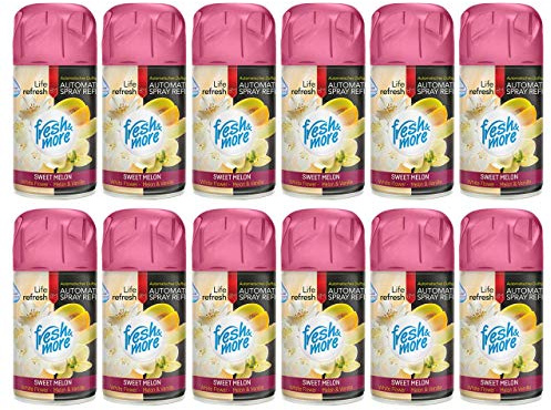 Fresh & More Lufterfrischer Nachfüller Sweet Melon 250ml (12er Pack) | Raumduft-Spray-Nachfüller, kompatibel mit Freshmatic Max, süß-fruchtiger Melonenduft