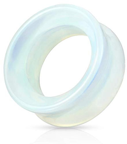 viva-adorno 1 Stück Tube Tunnel Flesh Tunnel double flared Ohrpiercing synthetischer Opal Glas Opalith Größe 6-22mm Z118t, Tunnel 22mm