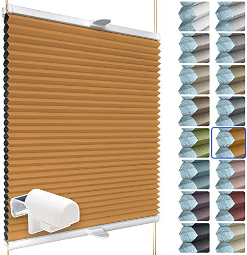 SchattenFreude Waben-Plissee nach Maß für Fenster | 100% verdunkelnd/Blackout | Mit Klemm-Haltern | Klemmfix ohne Bohren | Orange (Weiße Rückseite), Breite: 90-110cm x Höhe: 100-150cm