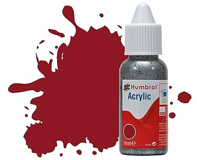 Humbrol Model Paint - DB0020 No 20 Crimson - Gloss (14ml), Acrylic Paints for Models, Plastic, Metal, Wood, Glass, Ceramics and More, Acrylic Touch Up Paint - Hobby Paint Bottle for Craft Kits