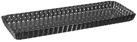 1 molde para tartas perforadas, molde quiche, molde rectangular para tartas, revestimiento antiadherente, fondo extraíble (35 x 11 cm) negro