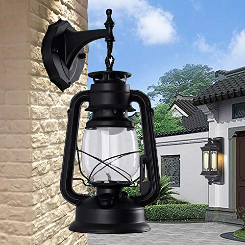 SHZICMY Außen Wand Lampe Außenwandleuchten Retro Laterne Hängend Gartenlampen Schlafzimmer Nachttisch Wandlampe Rustikaler Stil Metall Wandbeleuchtung E27 Flur Beleuchtung Wandleuchten (Stil 1)