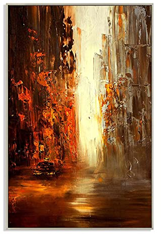 tymhrs Acrylbild,Handgemalte Schönheit Der Blumen,Handgemachtes Abstraktes Violett-Gelb-Blumen-