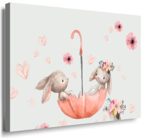 Julia-Art - Bilder Kinderzimmer Babyzimmer Dekor Boho Style Tiermotive 100 x 70 cm LeinWandBilder Xxl - 1 Teilige WandBilder Art 3D Modern Kunstdrucke kE-98-22