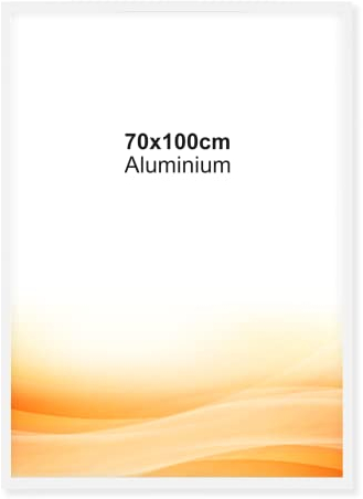 RAWWEST.BIS Alu Bilderrahmen 70x100cm Plakatrahmen Alurahmen mit Plexi Rahmen aus Aluminium für Bilder Poster Fotos und für Puzzle, Posterrahmen Fotorahmen, Weiß