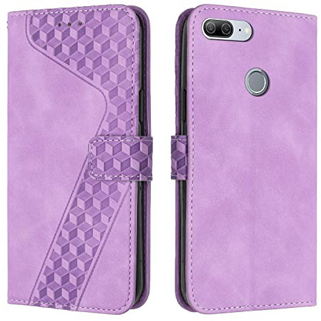 OKZone Funda para Huawei Honor 9 Lite/P Smart 2018/Enjoy 7S, PU Cuero Flip Carcasa Fundas Móvil de Tapa Libro Caso Piel PU Billetera Case Telefono Cubrir Móvil Phone Cover con Cáscara de TPU (Púrpura)