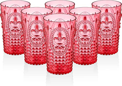 Prisma - Vaso de plastico duro, PlasticResist, Rojo, reutilizable, libre de BPA, 750 ml de capacidad, apto para lavavajillas, resistente a golpes, ideal para uso en piscina, exteriores y fiestas.