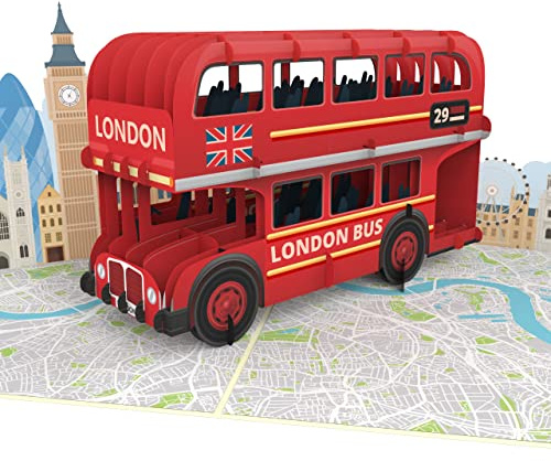 MOKIO® Biglietto di Auguri Pop-Up – Bus rosso di Londra – Biglietto 3D