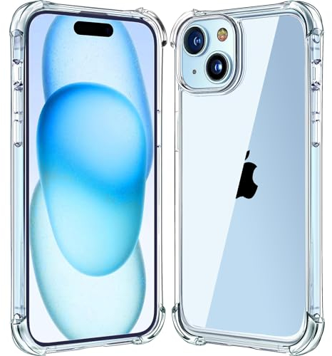 Melomon Clear Case for iPhone 15 (6.1-Inch), with Shockproof Airbag Drop Protection, Anti-Scratch Clear Phone Bumper Cover for iPhone 15, Transparent