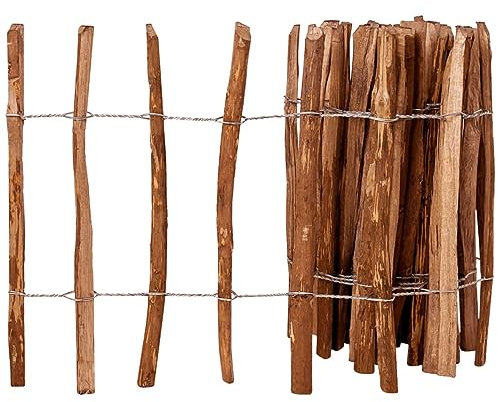 Homgoday Staccionata in Legno di Nocciolo 60x500 cm, Cancello Giardino Esterno, Cancello per Recinzione da Esterno, Recinzione da Cantiere