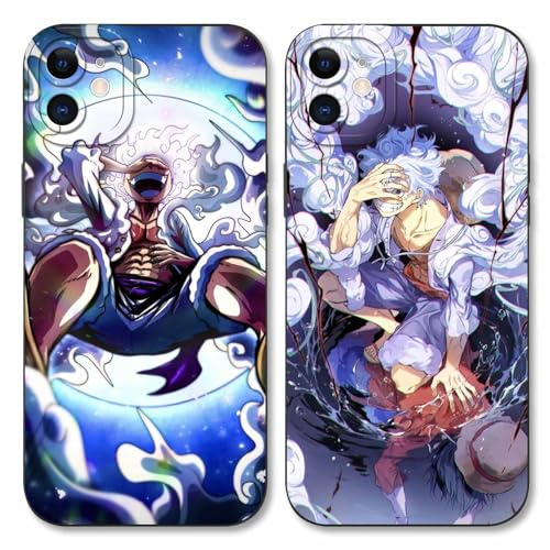 PBNDJVG 2 Pièces Coque pour Apple iPhone 11 6.1'', Animé Luffy Gear 5 Nika Zoro Sun God avec Protection Caméra Etui Housse de Haute Qualité TPU Silicone Mince Souple Antichoc Case-Noir1