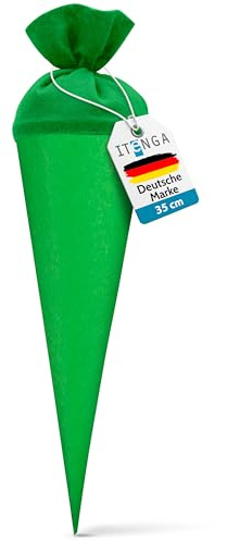 itenga Petit sac d'école de bricolage pour frères et sœurs - Rond - 35 cm - Avec fermeture en feutre (vert)