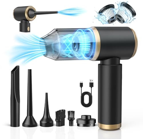 NIBSHOOM Handstaubsauger Akku, 18000 Pa Auto Staubsauger Stark, 4-in-1 Handstaubsauger Kabellos, 4000mAh USB Aufladbar Tragbar Leicht Mini Staubsauger für Auto, Haus & Tierhaar Reinigung
