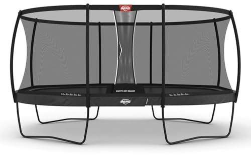 BERG Grand Champion Regular Trampolin oval | Gartentrampolin mit Sicherheitsnetz Deluxe | AirFlow Pro Sprungtuch und TwinSpring Federn | Mit Sicherheitsnetz