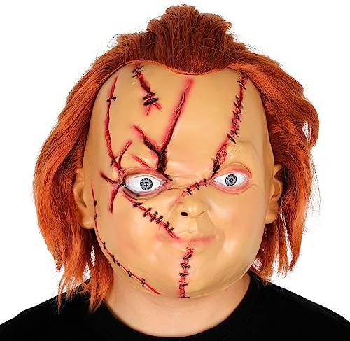 Applysu Chucky Maske Gruselig Vollkopf Halloween Latex Maske Realistisch Tötet Cosplay Kostüm Requisiten