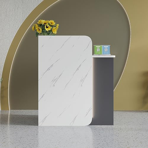 Empfangstheke, Rezeptionstheke, Empfangstresen, Rezeptionstisch, Verkaufstheke, Bürotheke Rezeption Tisch Mit Abschließbare Schubladen, Für Klinik，Salon, Lobby, Convenience-Stores(White+Gray-A,100x40x
