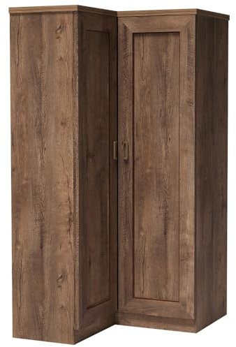 Lomadox Eckschrank rechts Eckkleiderschrank Kleiderschrank 2 Drehtüren 2-türig Lefkas Eiche Kleiderstange 94,5x190,5x108 cm