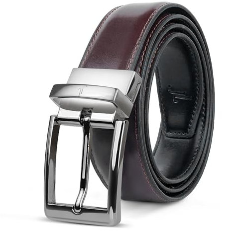 JULIUR LAMONT Premium Gürtel Herren Leder 33mm breit 2in1 Ledergürtel als Wendegürtel - Klassik Herrengürtel schwarz/braun für Anzug/Jeans - Männer Drehgürtel kürzbar mit Geschenkbox drehbare Schnalle