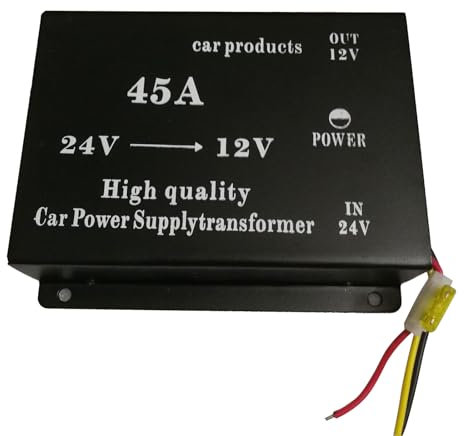 HUANGGG Hocheffizienter 45 A Konverter 24 V auf 12 V Reduktion, geeignet für LKW, Camper, Anhänger mit sicherer Installation