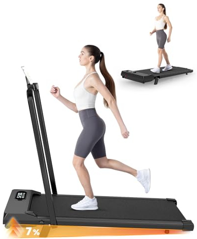HomeFitnessCode Laufband Klappbar mit Neigung - Walking Pad Laufpad für Zuhause Steigung Gehband unter Schreibtisch Band Treadmill, Schwarz