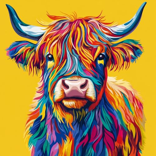 HKLIOPU Highland Cow Diamond Art Kits Adults,5D Diamond Painting Kits for Adults,Full Drill Gem Art Kits DIY Kids and Crafts Home Decor 12x16Inch