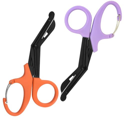 Ziyero Forbici Infermiere, Forbice Infermiere Forbici Mediche Forbici Infermiera Cesoie Traumi da 7.48'' in Acciaio Inossidabile per Fasciatura Garza Bende,Riparazione,Emergenza -Arancione e Viola