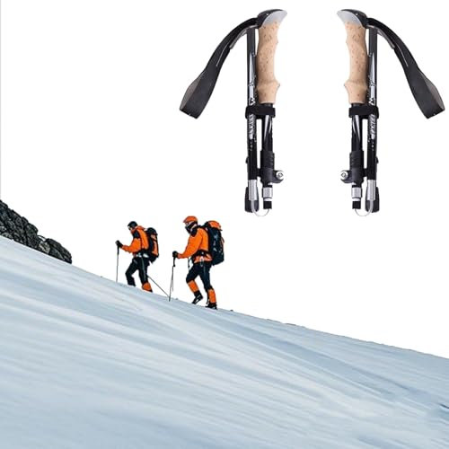 Ultraleichte Outdoor-Wanderstöcke Aus Carbon: Teleskopisch und Faltbar, Ideal für Bergsteigen, Trekking und Crosslauf(Black,Long)