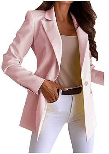 Damen Blazer, Jackett Frühling Casual Sweatblazer Damen, Open Front Tailliert Einfarbig Blaser Jacke Damenblazer Frühjahr Basic Freizeit Boucle Blazer Damen Große Größen Anzug Frühjahr