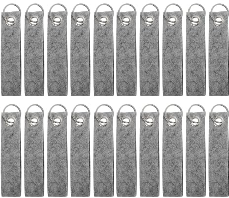 QUARKZMAN Filz Schlüsselanhänger mit Edelstahl Ring, Schlüsselanhänger Rohlinge Bunt Beschriftbare Filzanhänger für DIY, Dekoration, Taschen
