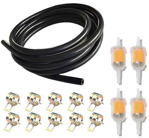 Benzinschlauch, Schlauchschellen, Kit Inkl 2m Benzinschlauch, 10 Schlauchschellen und 4 Stück 6mm Benzinfilter, für Auto Motorrad Rasenmäher Roller