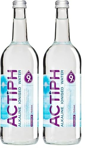 Alkaline Ionised Spring Water pH9+ (12x 750ml) Purified with Electrolytes Clean and Smooth Taste ACTIPH Water Glass Collection (Pack of 2)