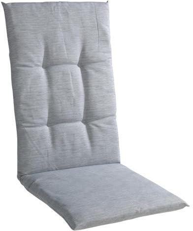 Gartenstuhlauflage - 48 x 118 cm - Hellgrau - Hochlehner - mit Gurtband