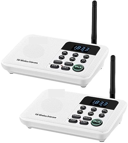 Intercoms Wireless for Home 22-Channel FM Wireless Intercoms Home House Business Offices Room to Room Calling & Talking System 1 Mile Long Range(2 Unit White)