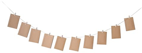 HOODANCOS 10 Piezas Marcos de Fotos Colgantes Kraft Clips y Cuerda para Decoración de Bodas y Manualidades
