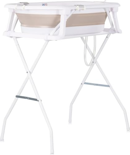 Chipolino Babybadewanne-Set Malibu 78 cm, Ständer, klappbar, Thermometer, Ablauf beige