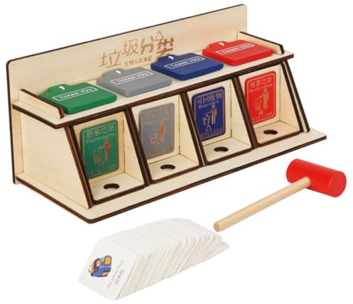 LALADEFIEE Éducatif de Tri des Déchets DIY Bois pour Garçon Fille Jeu Apprentissage Créatif Développement des Compétences Motrices Observation et Réflexion pour Garçons et Filles