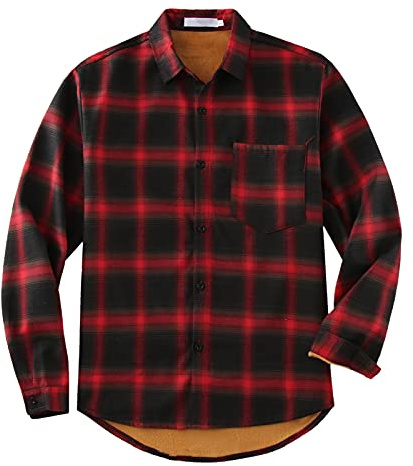 Generisk skjorta för män: fleecehatt med nedvikbar krage träarbetarskjorta med button down traditionell skjorta förtjockad långärmad skjorta varm fritidsskjorta lätt sweatshirt höst vinter