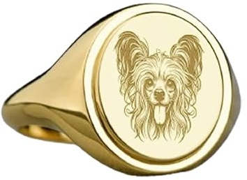 WORLD WIDE GEMS Siegelring mit chinesischem Wappen | Hunderassenschmuck | gravierter ovaler Schmuck für Haustierliebhaber | Tier-Geschenk | 925er-Sterlingsilber (Gr, 15x13mm, Sterling Silber, Kein