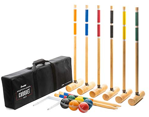 Franklin Sports Krockuppsättningar, inkluderar träklubbor och pinnar, alla väderbollar och metallkorgar, bärväska ingår, professionell