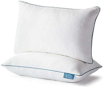 LUCID - Cuscino premium in memory foam sminuzzato, ipoallergenico, con imbottitura modellabile, Queen, confezione da 2, bianco