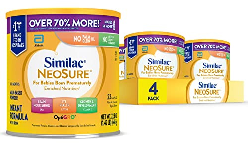 Similac NeoSure Premature Post-Discharge Infant Formula, Baby Formula Powder, 22.8-oz Value Can, Pack of 4