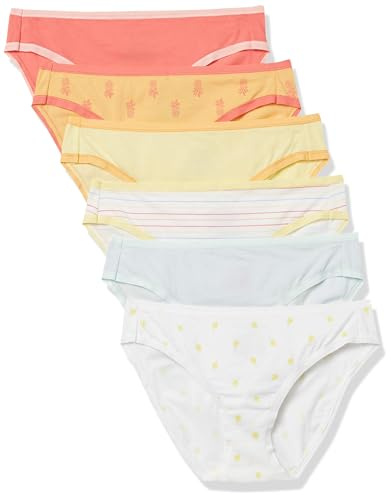 Amazon Essentials Women's Cotton Stretch Bikini Panty Underwear, -6-pack Pineapple Assorted, Medium