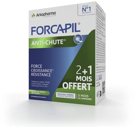 Arkopharma - Forcapil Anti-chute | Complément Alimentaire Cheveux et Ongles - Prévient la Chute de Cheveux - Résistance - Croissance | 3 mois - 90 comprimés