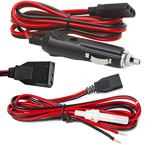 CB Power Cord 3 Pin Plug Cable 2-Wire 15A Fused Replacement with 12V Car Cigarette Lighter Plug for Cobra Uniden Midland Mobile CB Ham Radio (3PIN 2PACK)
