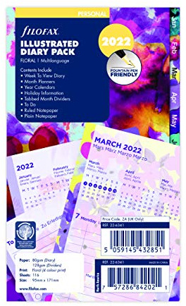 FILOFAX Personal Illustrated Diary Floral 1 Woche auf 2 Seiten (mehrsprachig) 2022