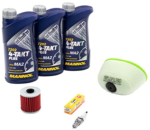 Wartungspaket Öl 3L + Luftfilter + Ölfilter + Zündkerze für Kawasa ki KLR 650 KLR650 KL650A KL650C KL650CC Baujahr 1987-2004